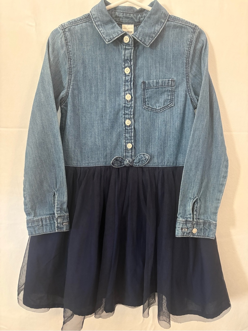OshKosh B'gosh Light Blue Denim Top with Navy Tulle Skirt Dress
